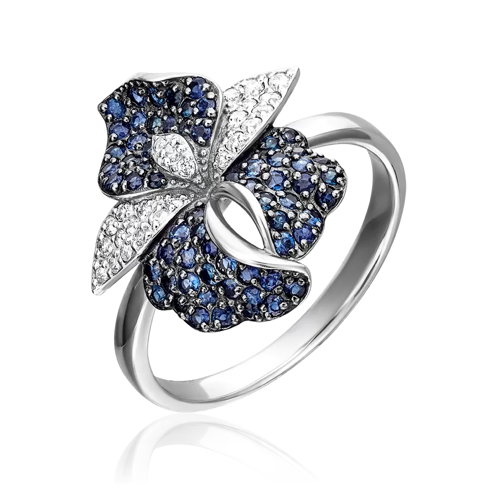 Кольцо «Ирис» из белого золота с фианитами 01-4553-00-404-1120-24