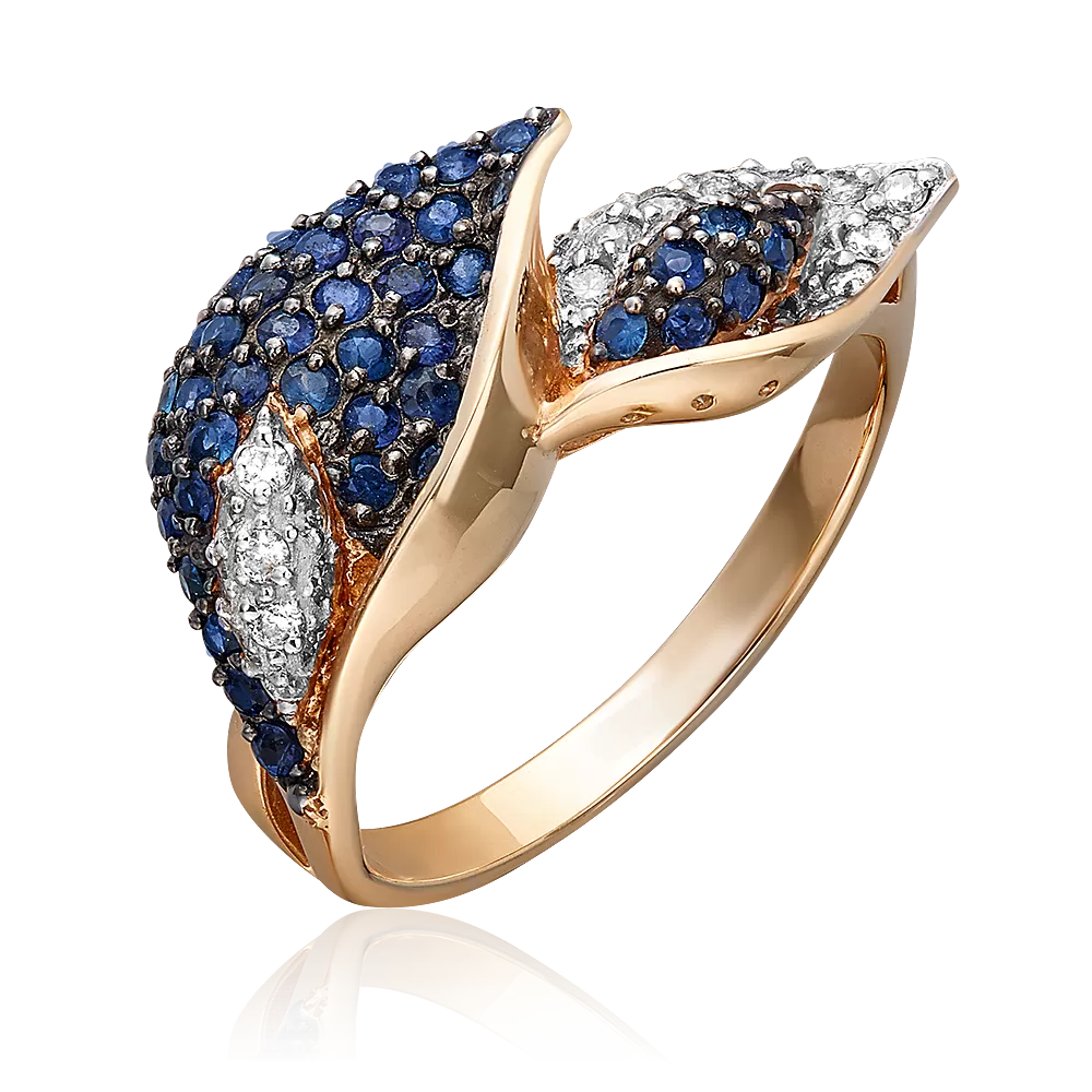 Кольцо «Каллы» из красного золота с фианитами 01-4555-00-404-1110-24