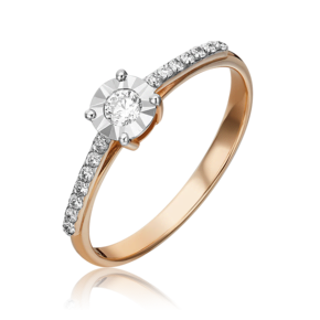 Помолвочное кольцо из комбинированного золота с фианитами 01-4556-00-501-1111-38