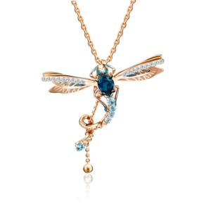 Подвеска «Стрекоза» из красного золота с топазами, натуральными топазами white и эмалью 03-3071-00-201-1110-57 Подвеска «Стрекоза» из красного золота с топазами, натуральными топазами white и эмалью 03-3071-00-201-1110-57