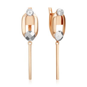 Серьги с английским замком из комбинированного золота с натуральным топазом white 02-5049-00-201-1111