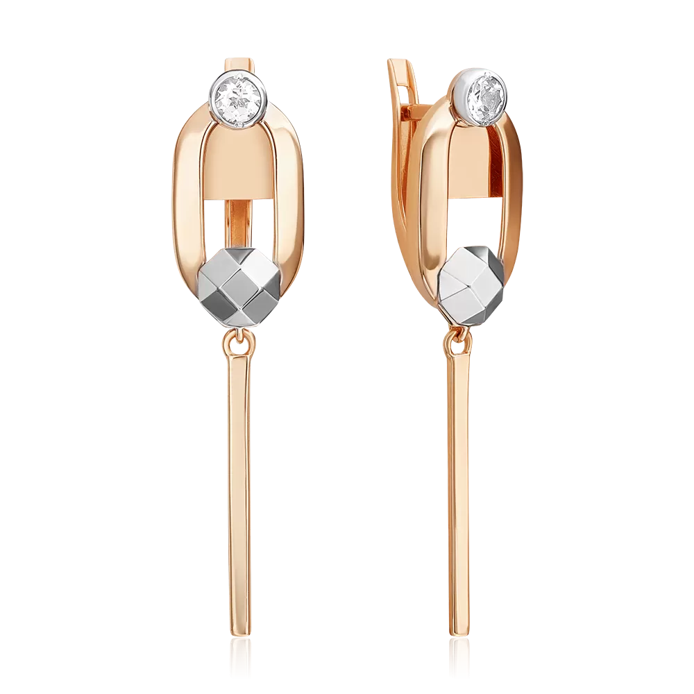 Серьги с английским замком из комбинированного золота с натуральным топазом white 02-5049-00-201-1111