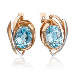 Серьги с английским замком из красного золота с топазом 02-4416-00-201-1110-46