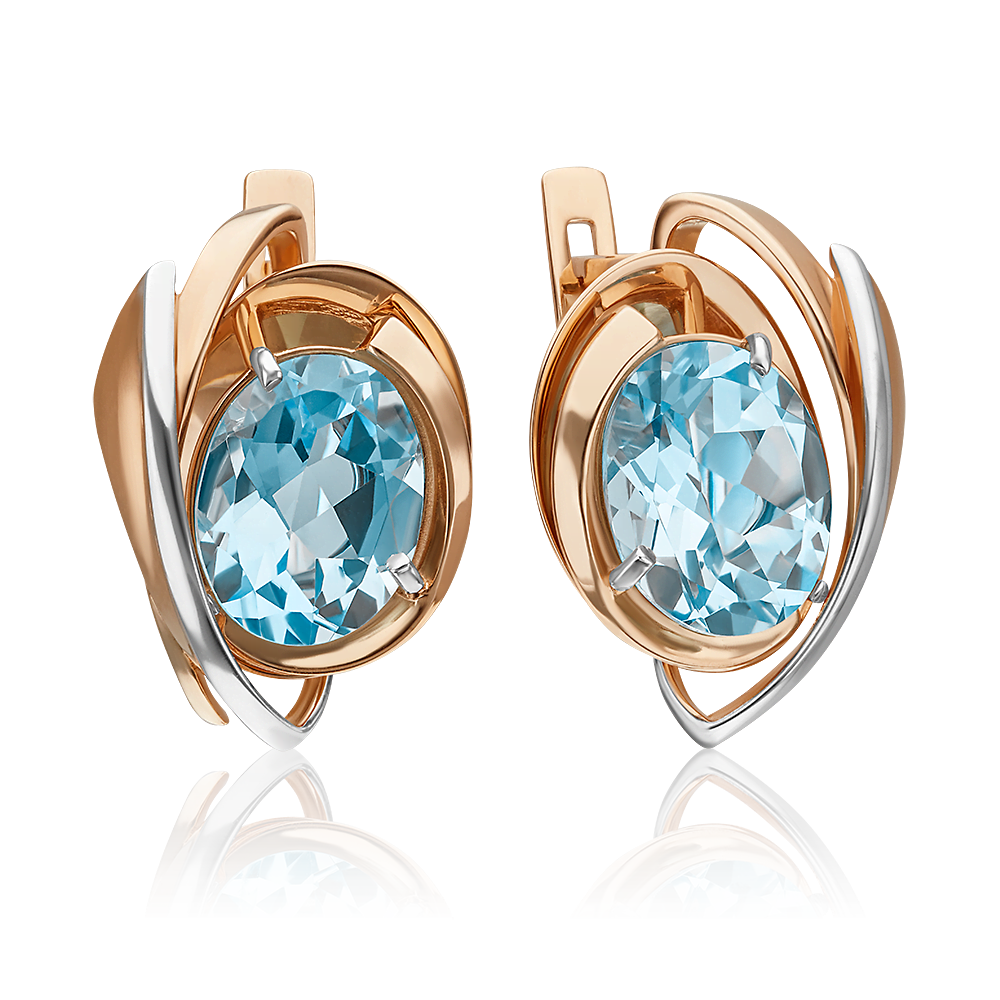 Серьги с английским замком из красного золота с топазом 02-4416-00-201-1110-46