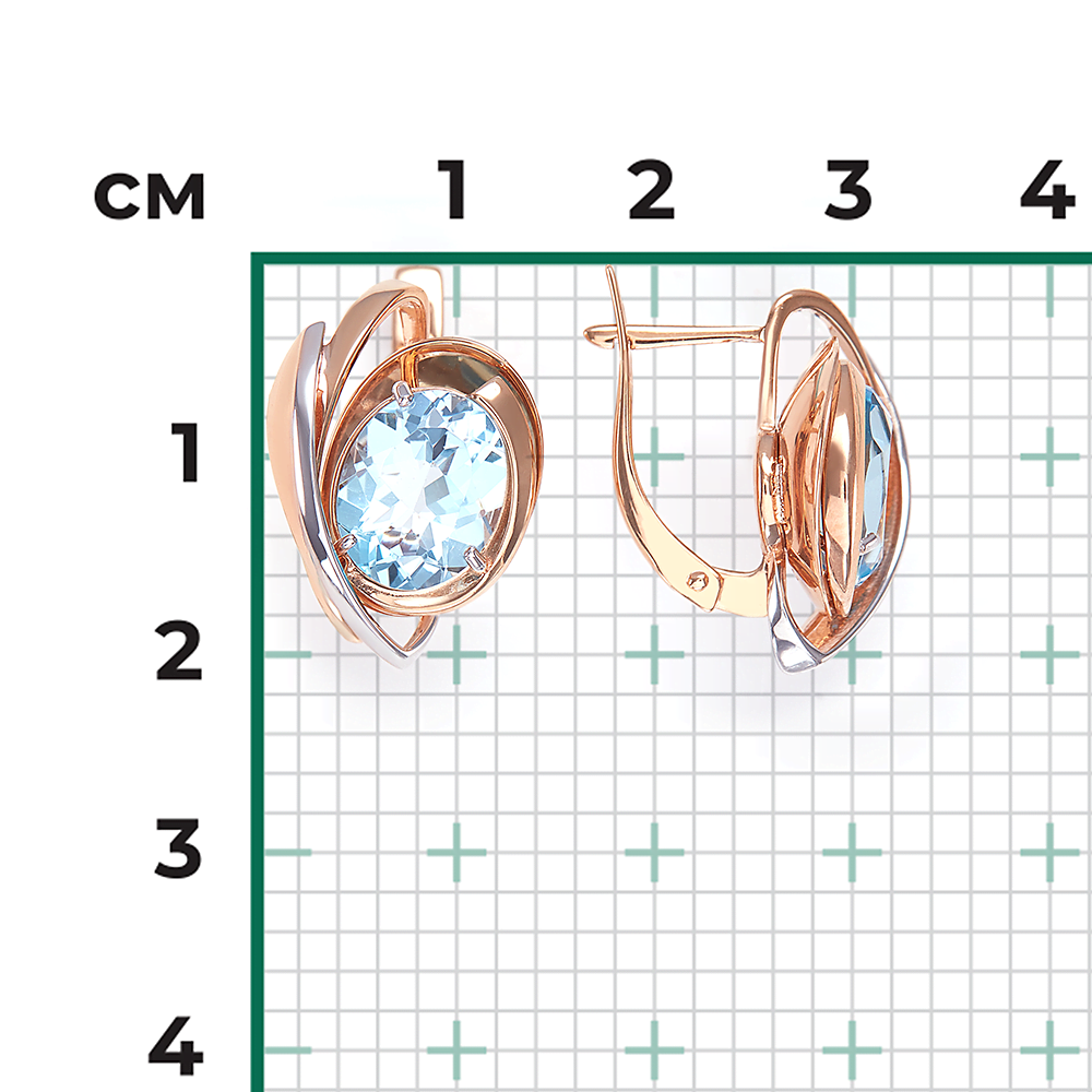 Серьги с английским замком из красного золота с топазом 02-4416-00-201-1110-46