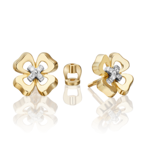 Серьги-пусеты «Клевер. Незабываемые моменты» из комбинированного золота с бриллиантами 02-4814-00-101-1121