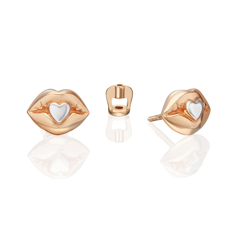 Серьги-пусеты «Воздушный поцелуй» из красного золота 02-5424-00-000-1110