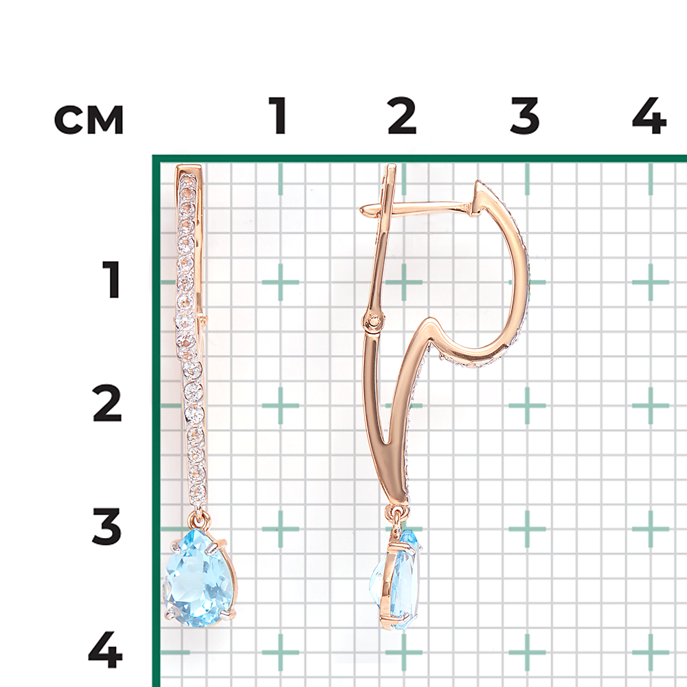 Серьги с английским замком из красного золота с топазом и натуральными топазами white 02-4584-00-201-1110-57