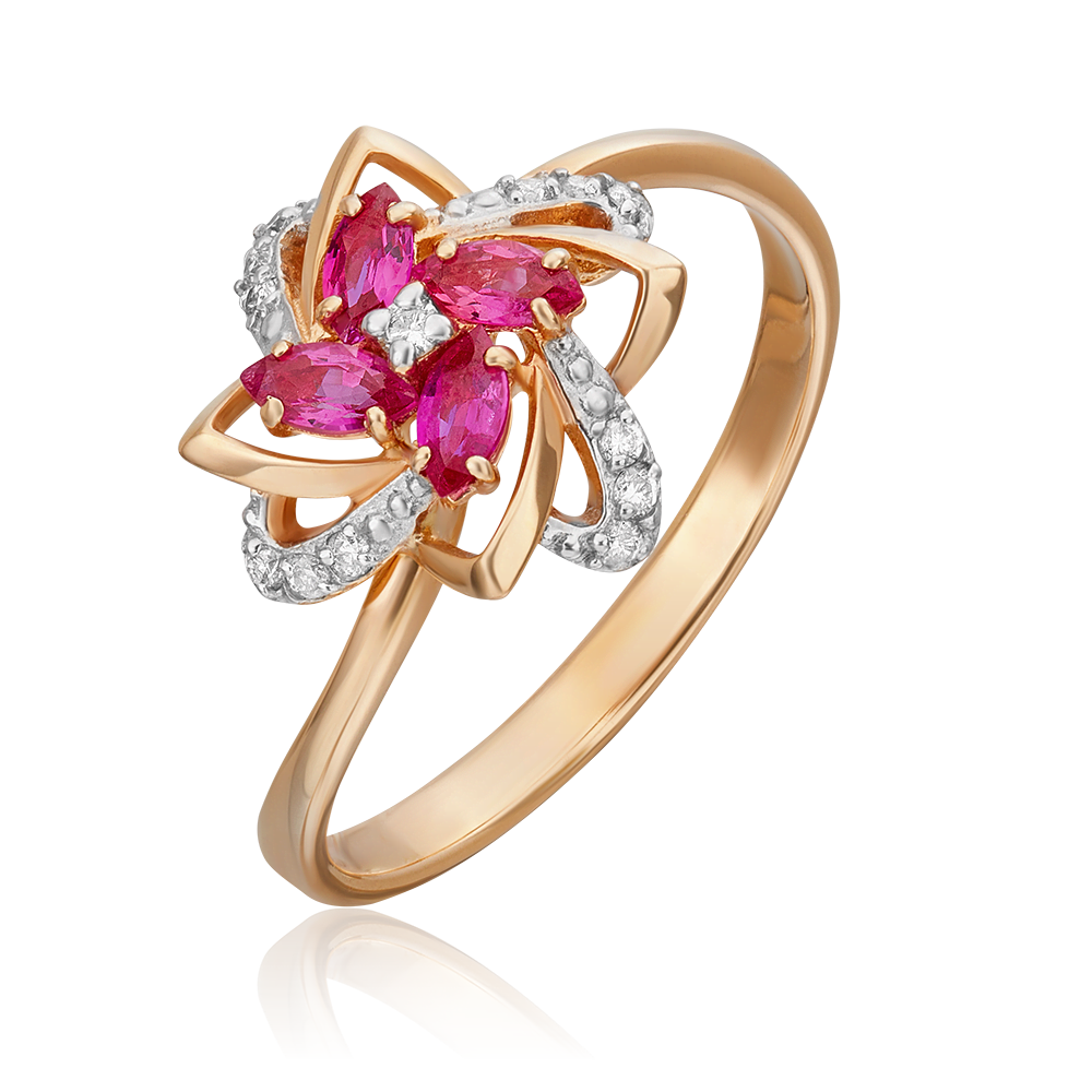 Кольцо из красного золота с рубинами и бриллиантами 01-1573-00-107-1110-30