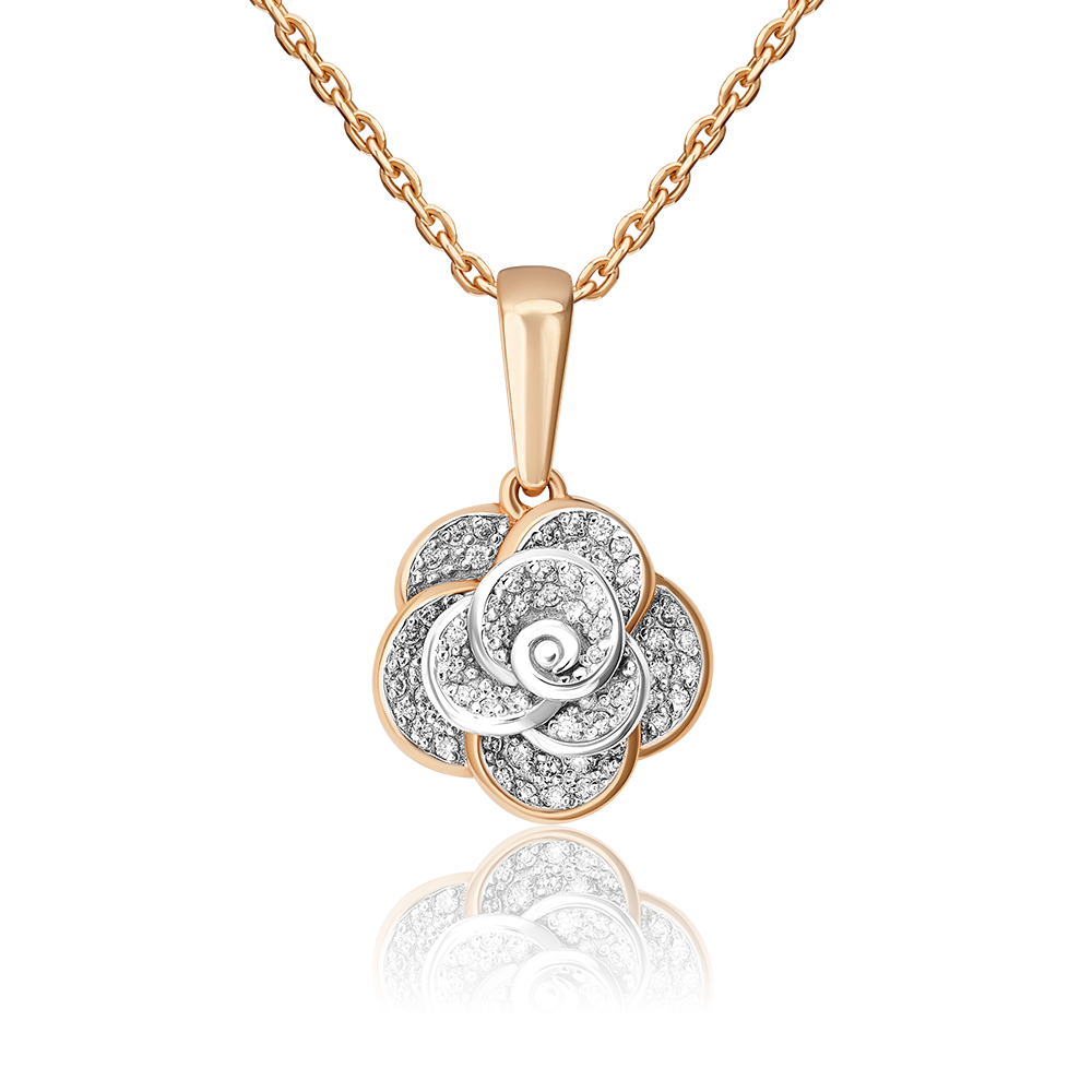 Подвеска «Цветок» из комбинированного золота с бриллиантами 03-0551-00-101-1111-30