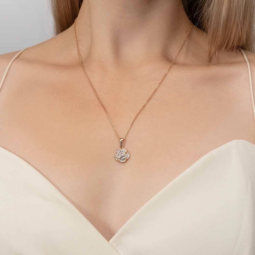 Подвеска «Цветок» из комбинированного золота с бриллиантами 03-0551-00-101-1111-30