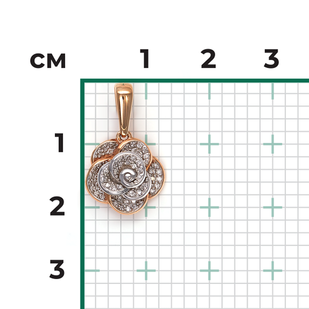 Подвеска «Цветок» из комбинированного золота с бриллиантами 03-0551-00-101-1111-30