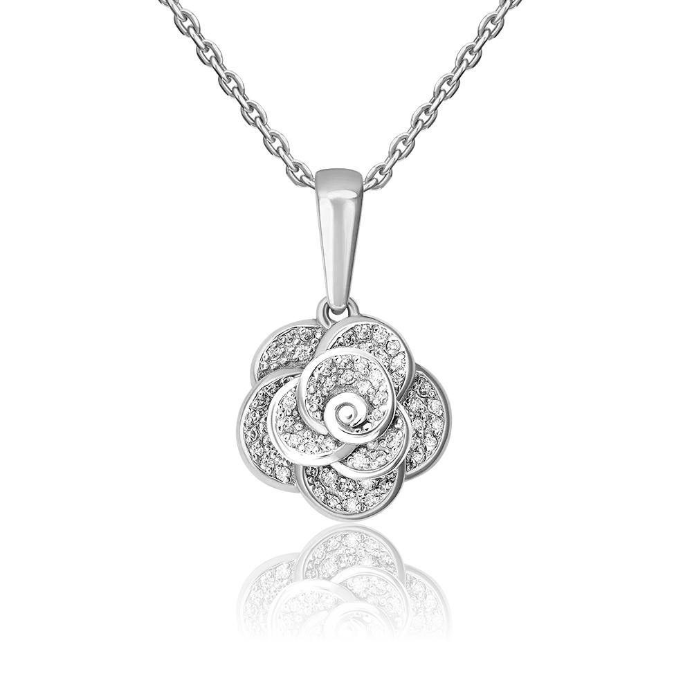 Подвеска «Цветок» из белого золота с бриллиантами 03-0551-00-101-1120-30