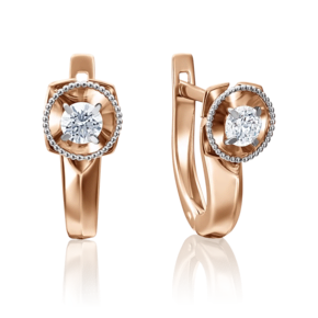 Серьги с английским замком из красного золота с бриллиантом 02-4110-00-101-1110-30