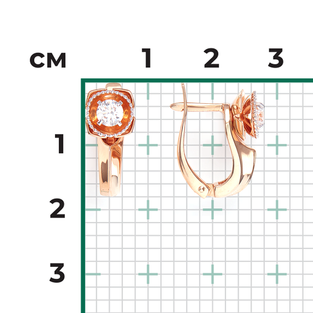 Серьги с английским замком из красного золота с бриллиантом 02-4110-00-101-1110-30