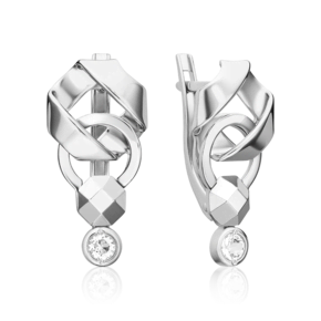 Серьги с английским замком из белого золота с натуральным топазом white 02-5030-00-201-1120