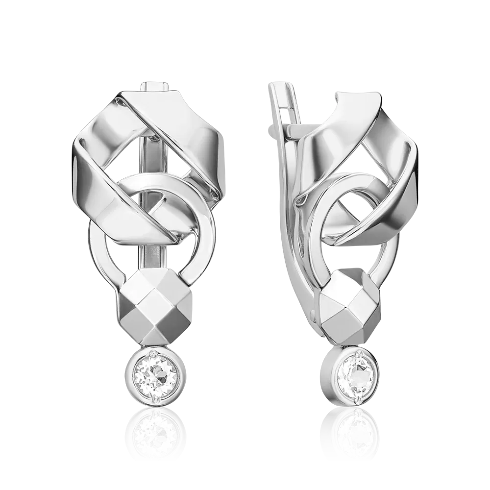Серьги с английским замком из белого золота с натуральным топазом white 02-5030-00-201-1120