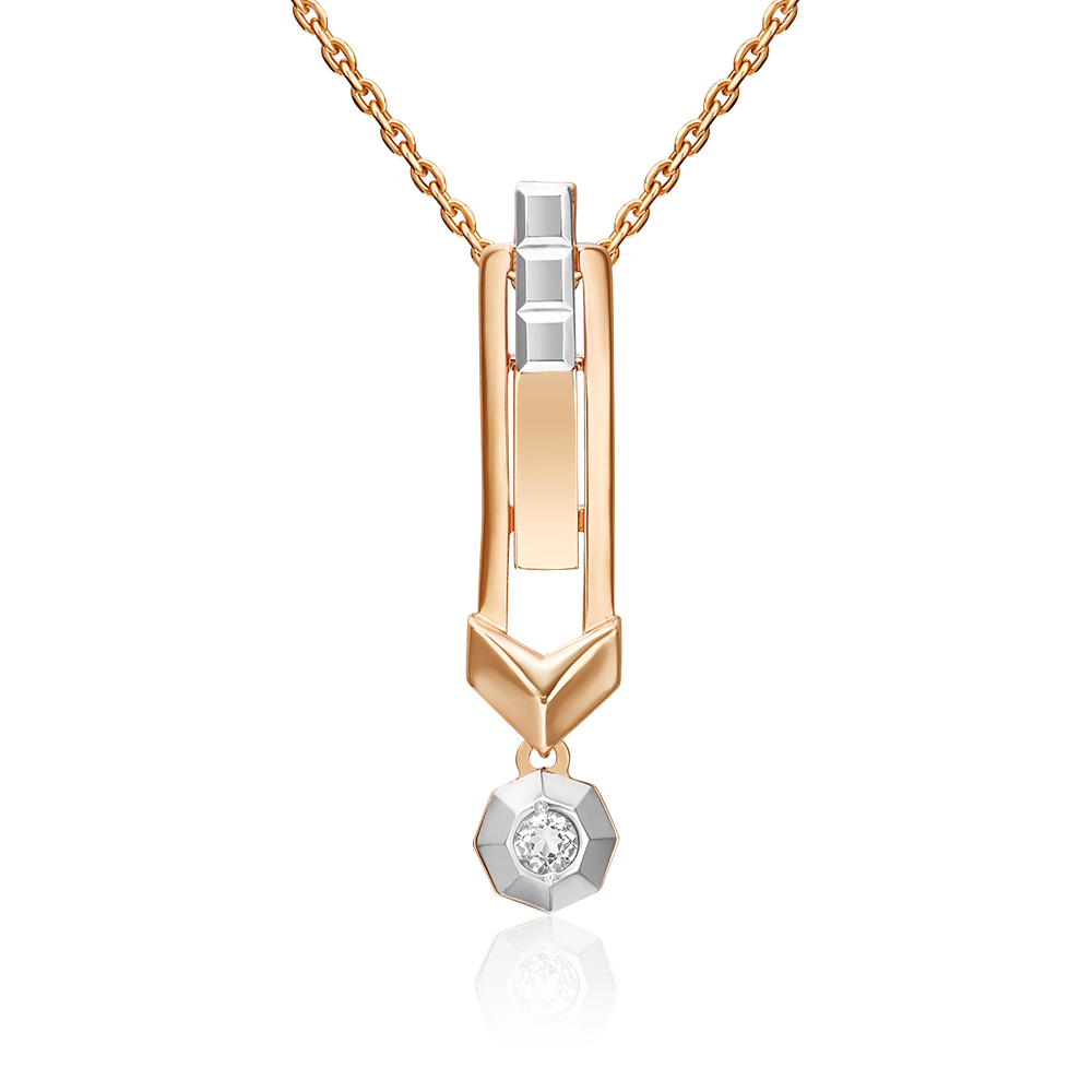 Подвеска из комбинированного золота с натуральным топазом white 03-3385-00-201-1111