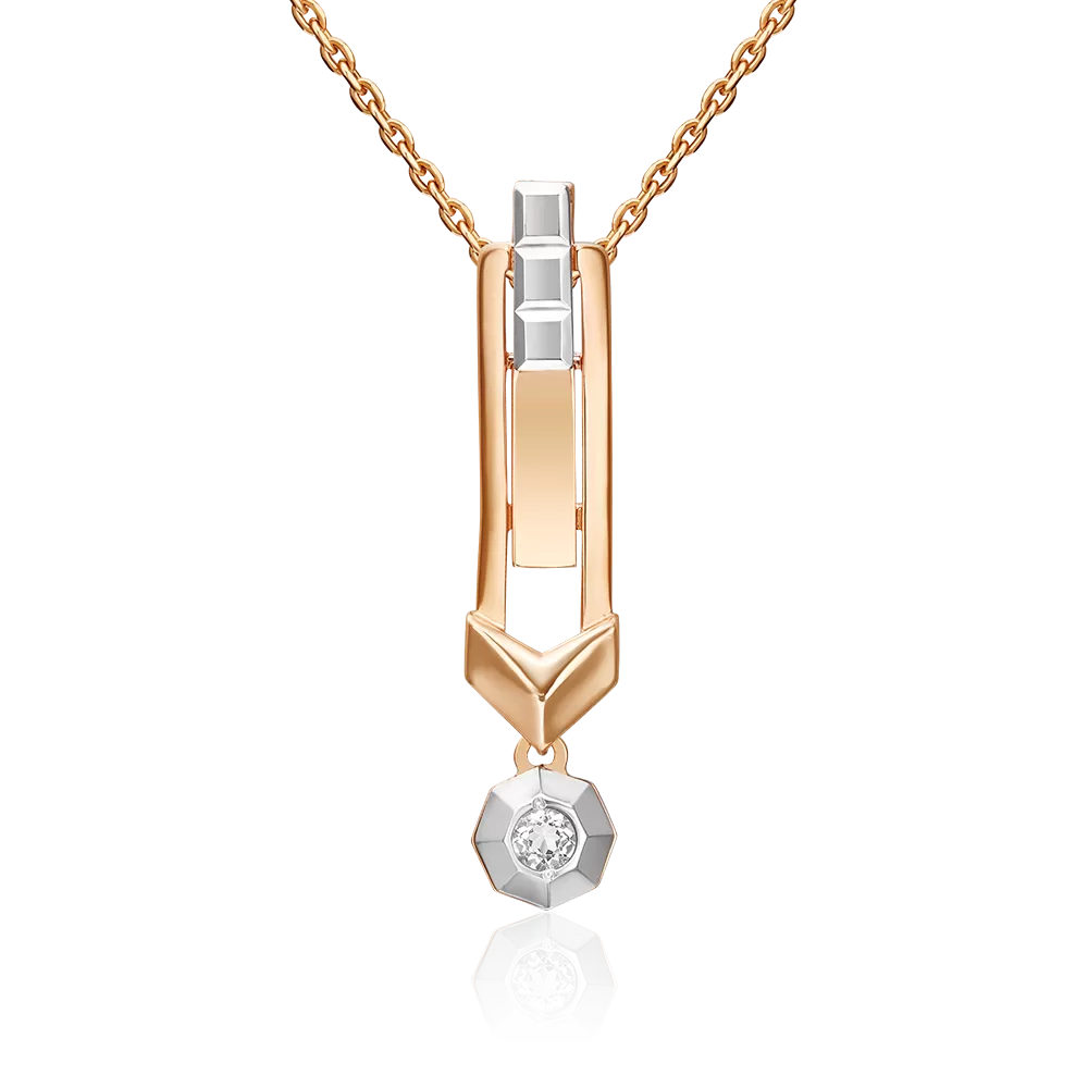 Подвеска из комбинированного золота с натуральным топазом white 03-3385-00-201-1111