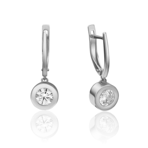 Серьги с английским замком из белого золота с фианитом 02-4500-00-501-1120-38