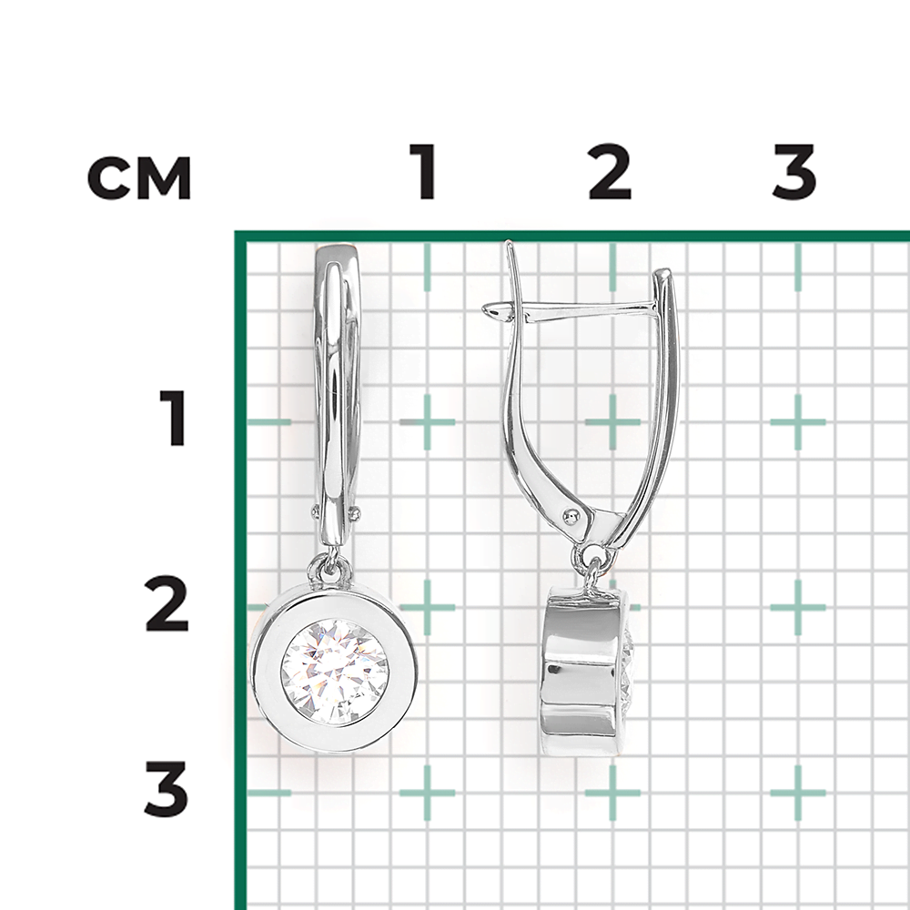 Серьги с английским замком из белого золота с фианитом 02-4500-00-501-1120-38