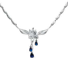 Колье из белого золота с сапфирами и бриллиантами 07-0207-00-105-1120-30