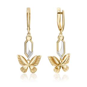 Серьги «Бабочки. Мгновения красоты» с английским замком из комбинированного золота с бриллиантами 02-4812-00-101-1121