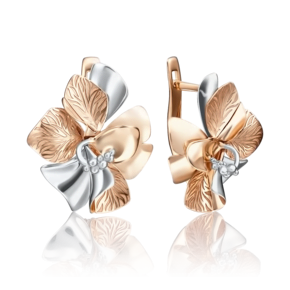 Серьги «Китайские розы» с английским замком из красного золота 02-4153-00-000-1110-48