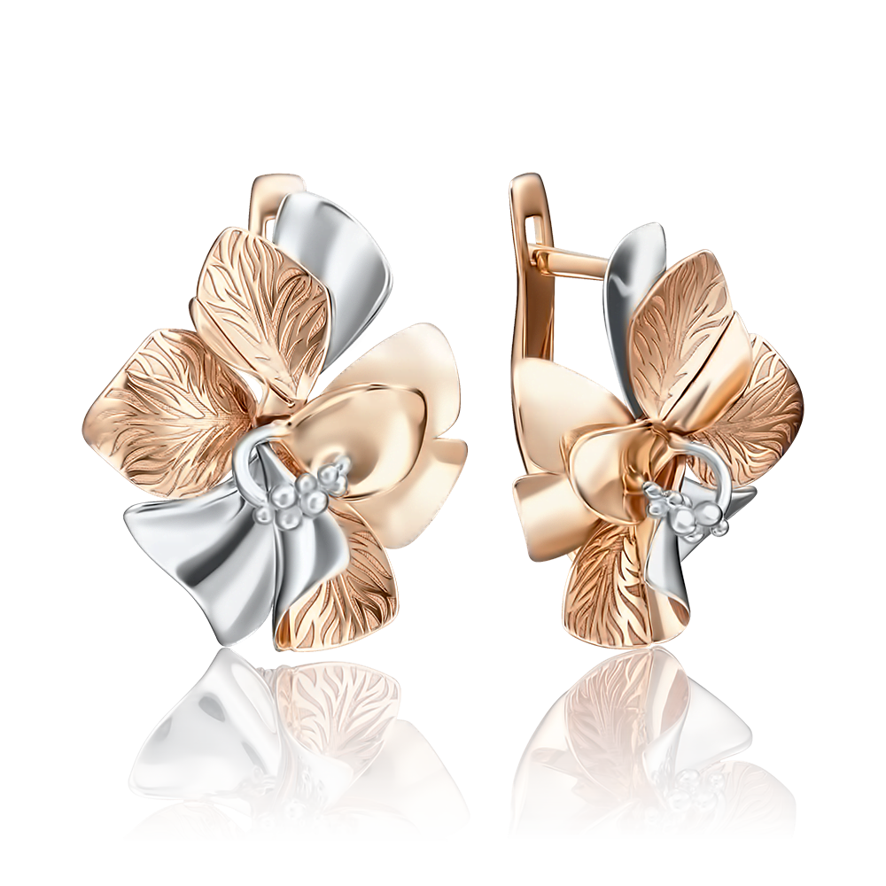 Серьги «Китайские розы» с английским замком из красного золота 02-4153-00-000-1110-48