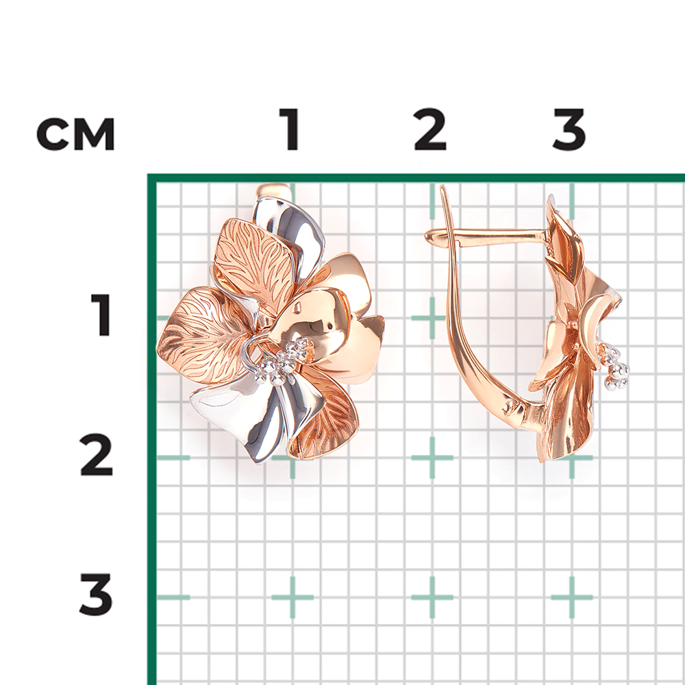 Серьги «Китайские розы» с английским замком из красного золота 02-4153-00-000-1110-48