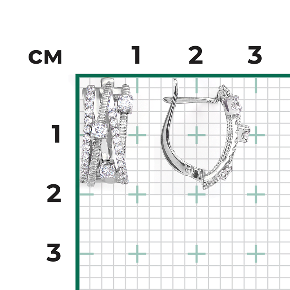Серьги с английским замком из белого золота с фианитами 02-4517-00-401-1120-24