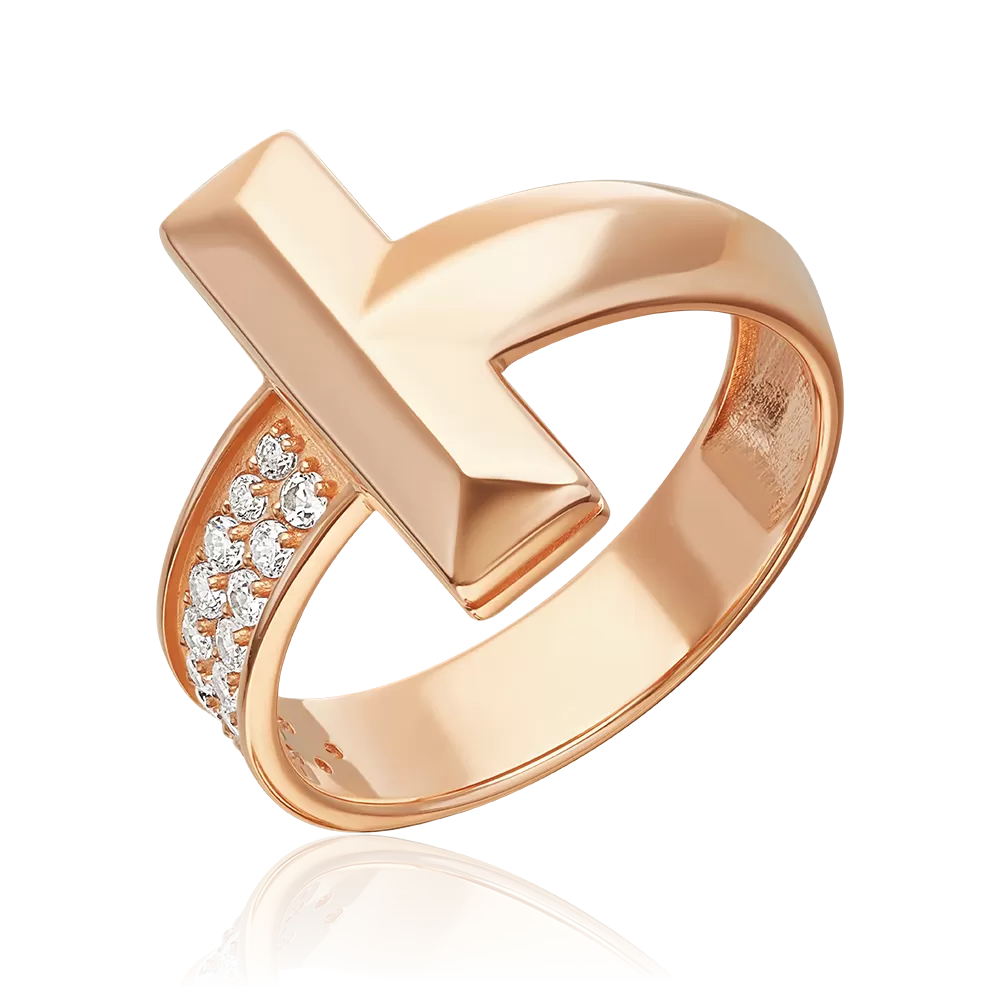 Кольцо из красного золота с фианитами 01-5919-00-401-1110