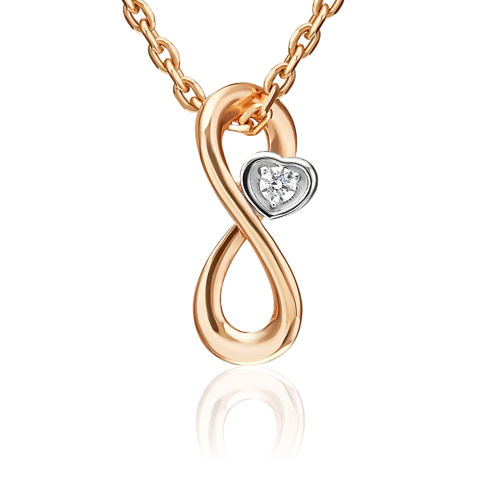 Подвеска-бегунок «Бесконечность» из красного золота с бриллиантом 03-3717-00-101-1110