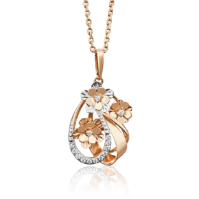Подвеска «Цветы» из красного золота с фианитами 03-2669-00-401-1110-65