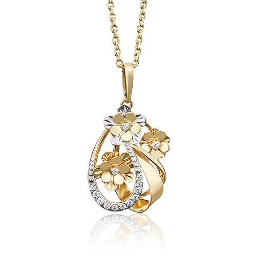 Подвеска «Цветы» из лимонного золота с фианитами 03-2669-00-401-1130-65