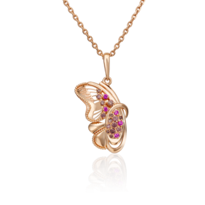 Подвеска «Бабочка» из красного золота с фианитами 03-2712-01-404-1110-65