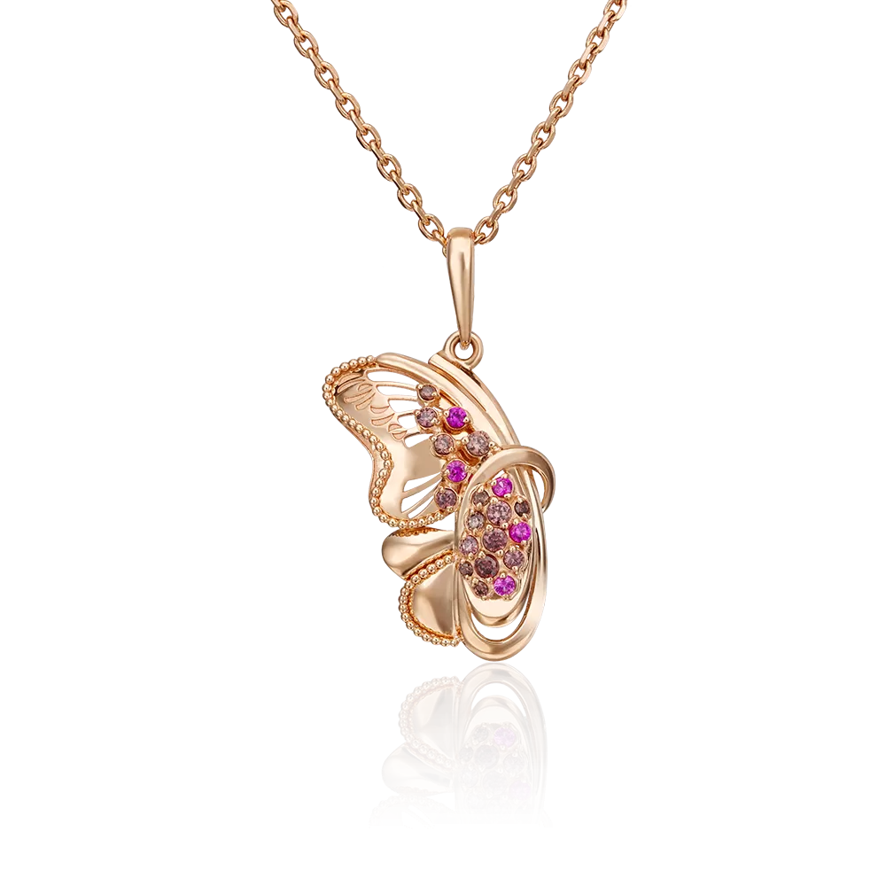 Подвеска «Бабочка» из красного золота с фианитами 03-2712-01-404-1110-65