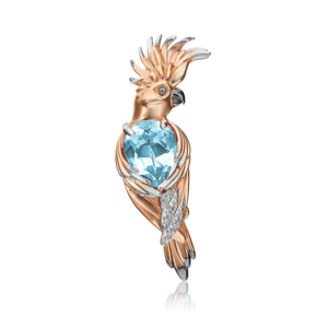 Брошь «Попугай Какаду» из красного золота с топазом и натуральными топазами white 04-0229-00-201-1110-57