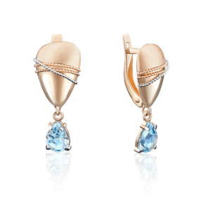 Серьги с английским замком из комбинированного золота с топазом 02-3999-00-201-1111-46