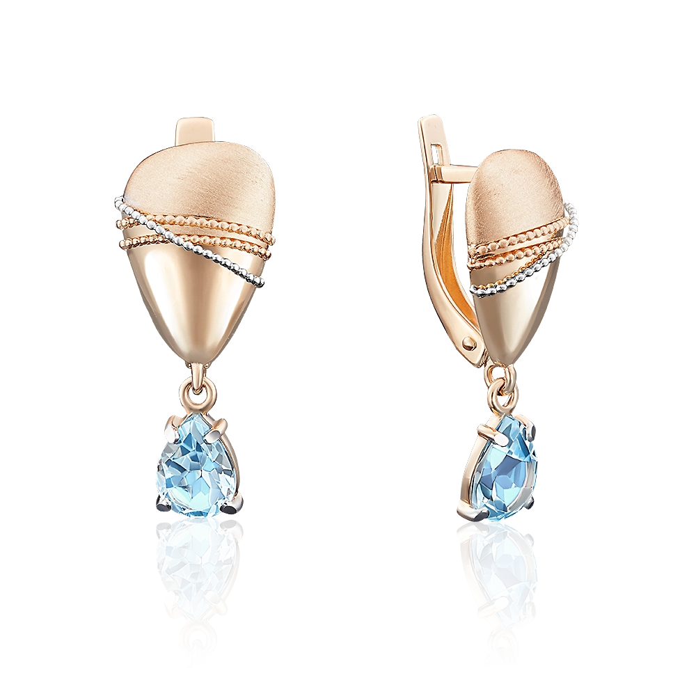 Серьги с английским замком из комбинированного золота с топазом 02-3999-00-201-1111-46