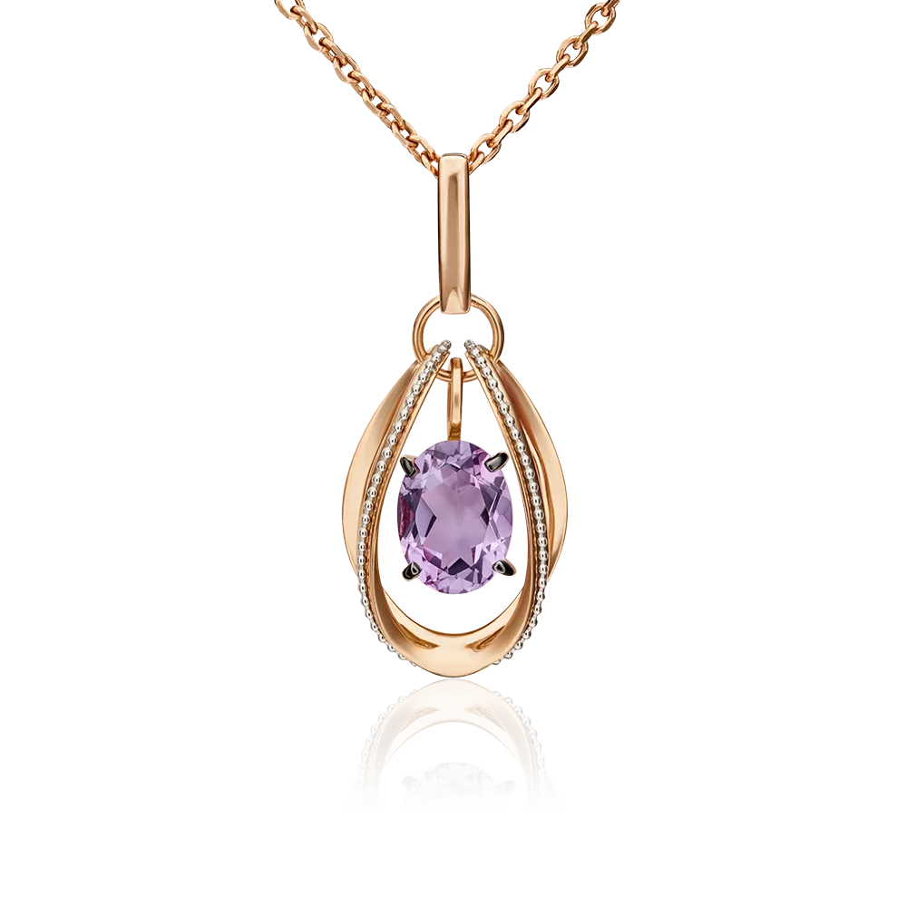 Подвеска из комбинированного золота с аметистом 03-3128-00-203-1111-57