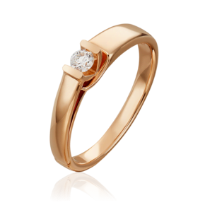 Помолвочное кольцо из красного золота с бриллиантом 01-4972-00-101-1110-30