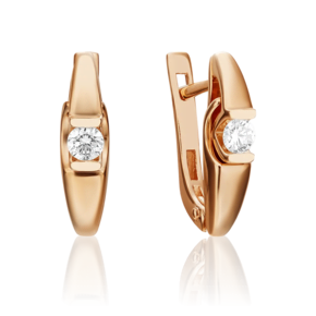 Серьги с английским замком из красного золота с бриллиантом 02-3849-00-101-1110-30