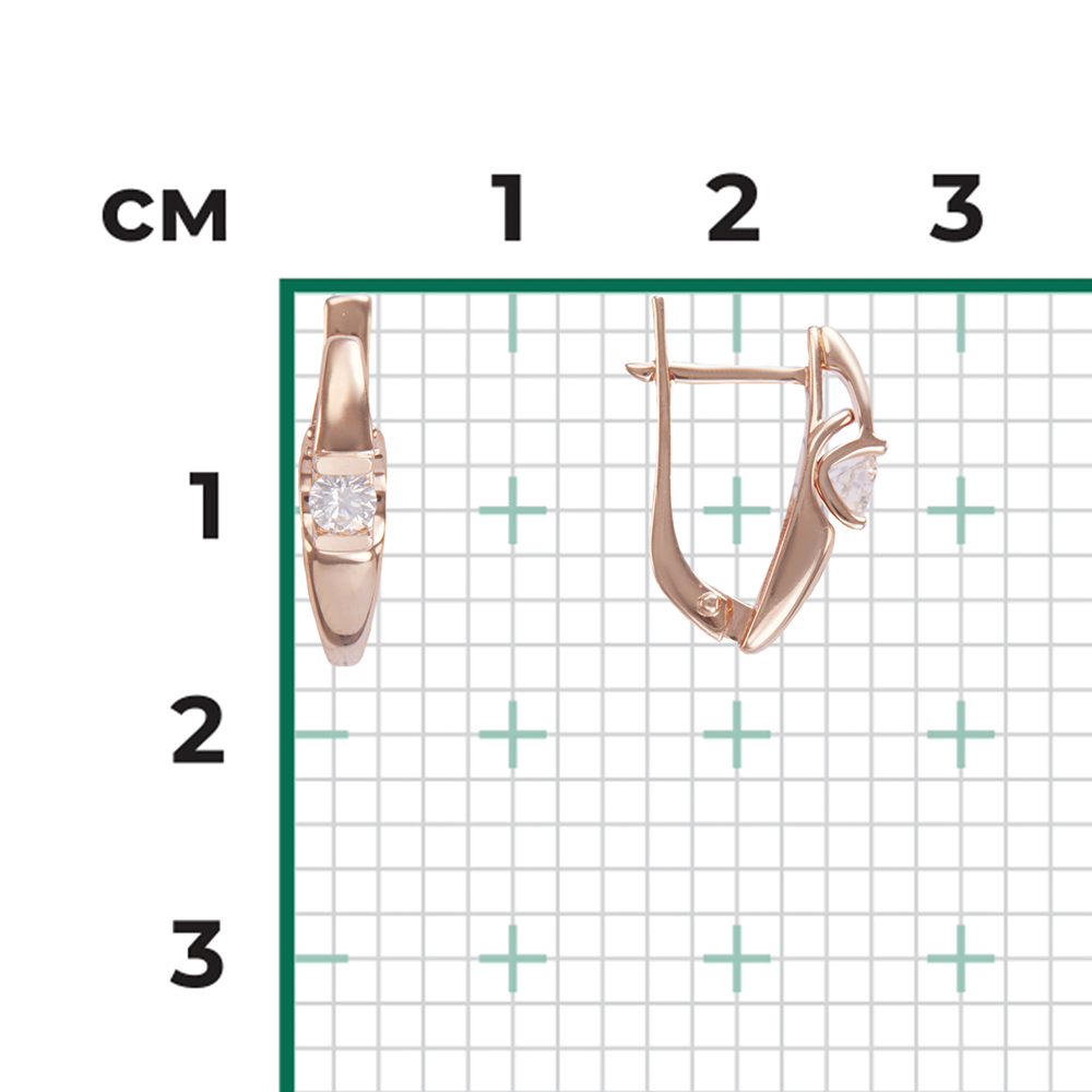 Серьги с английским замком из красного золота с бриллиантом 02-3849-00-101-1110-30