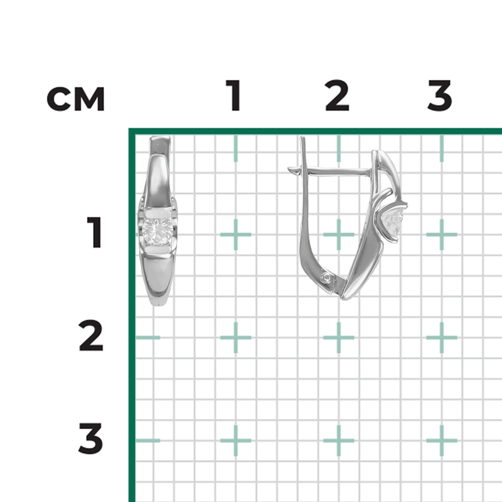 Серьги с английским замком из белого золота с бриллиантом 02-3849-00-101-1120-30
