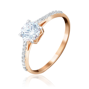 Помолвочное кольцо из красного золота с фианитами