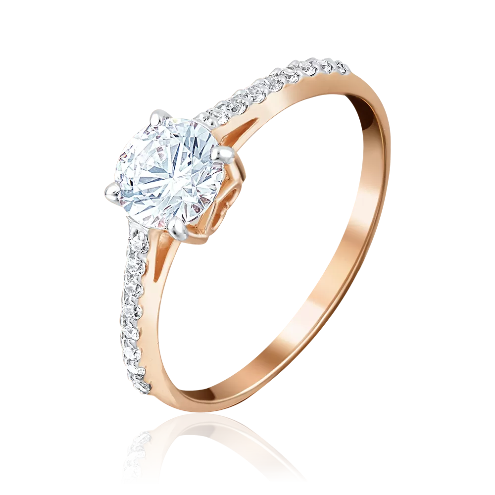 Помолвочное кольцо из красного золота с фианитами 01-4294-00-501-1110-38