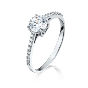 Помолвочное кольцо из белого золота с фианитами