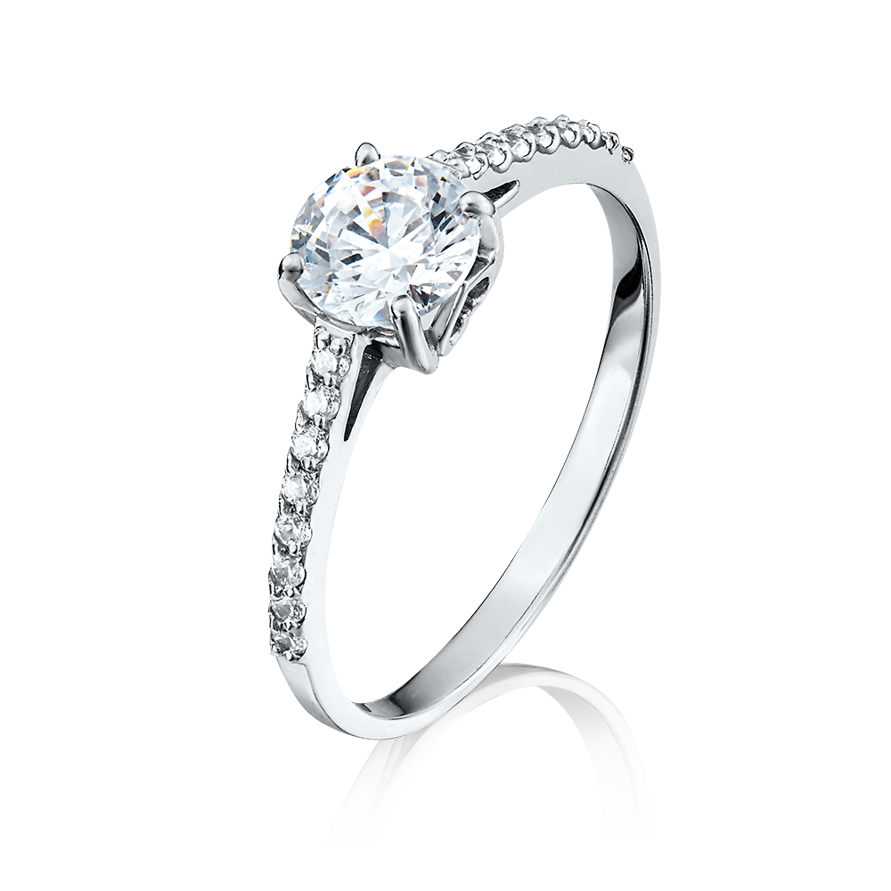 Помолвочное кольцо из белого золота с фианитами 01-4295-00-501-1120-38