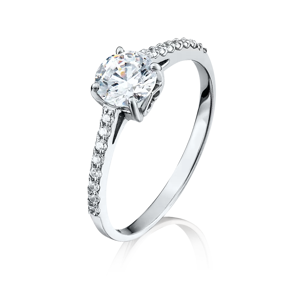 Помолвочное кольцо из белого золота с фианитами 01-4295-00-501-1120-38